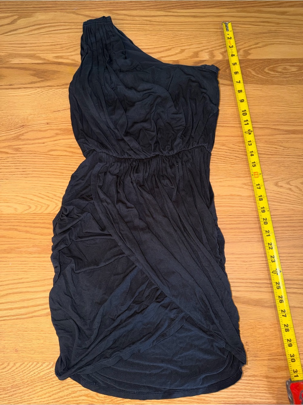Asymmetric One-Shoulder Black Ruched Cocktail Dress